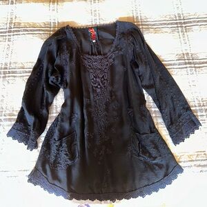 Vintage black embroidered Johnny Was blouse